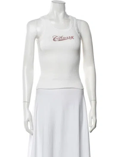 Pre-owned Cherry Los Angeles Graphic Print Crew Neck Top In Neutrals
