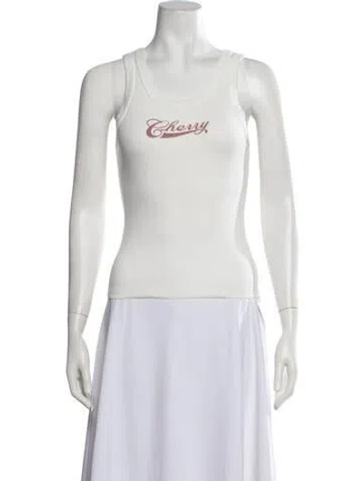 Pre-owned Cherry Los Angeles Graphic Print Crew Neck Top In Neutrals