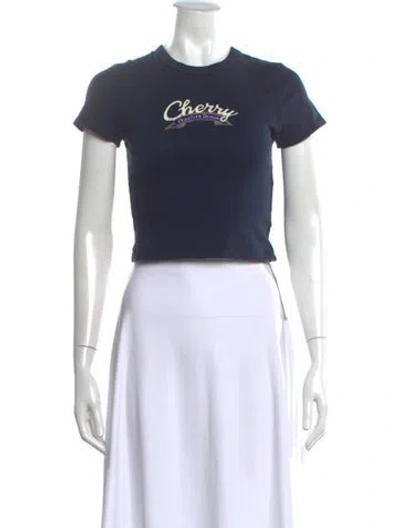 Pre-owned Cherry Los Angeles Graphic Print Crew Neck T-shirt In Blue