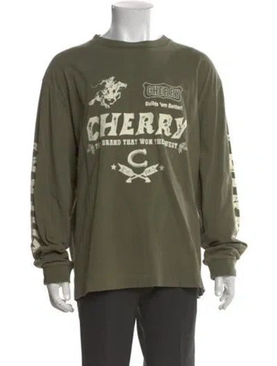 Pre-owned Cherry Los Angeles Graphic Print Crew Neck T-shirt In Green