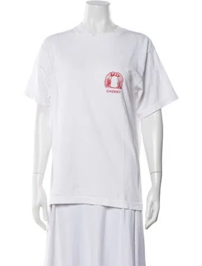 Pre-owned Cherry Los Angeles Graphic Print Crew Neck T-shirt In White