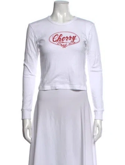 Pre-owned Cherry Los Angeles Graphic Print Crew Neck T-shirt In White