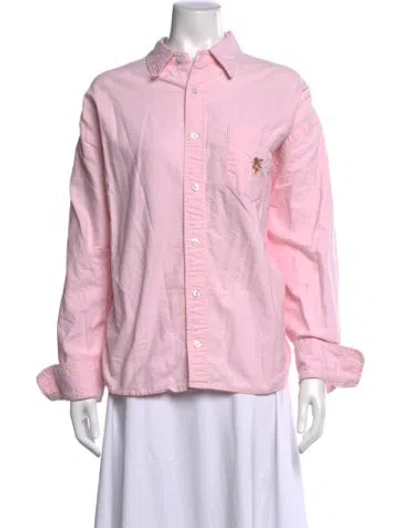 Pre-owned Cherry Los Angeles Graphic Print Long Sleeve Button-up Top In Pink