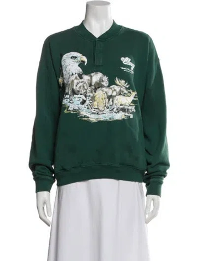 Pre-owned Cherry Los Angeles Graphic Print Long Sleeve Sweatshirt In Green
