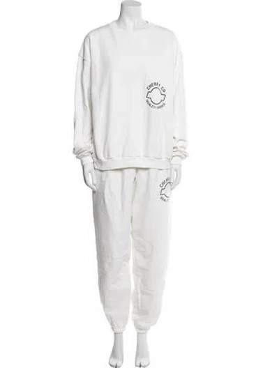 Pre-owned Cherry Los Angeles Graphic Print Pant Set In White