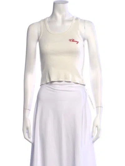 Pre-owned Cherry Los Angeles Graphic Print Scoop Neck Top In White