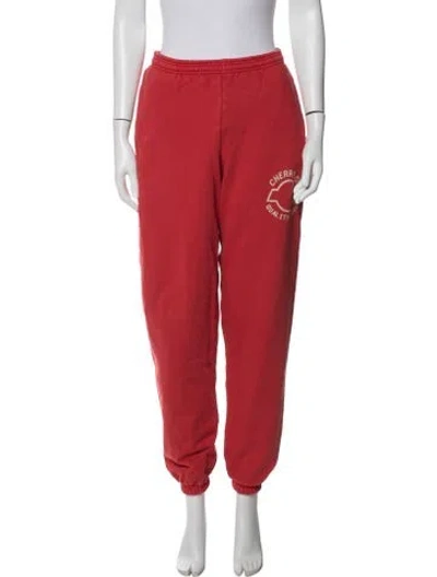 Pre-owned Cherry Los Angeles Graphic Print Sweatpants In Red