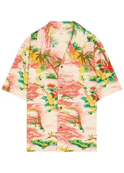 Cherry Los Angeles Hawaiian Vacation Printed Rayon Poplin Shirt In Multi 02