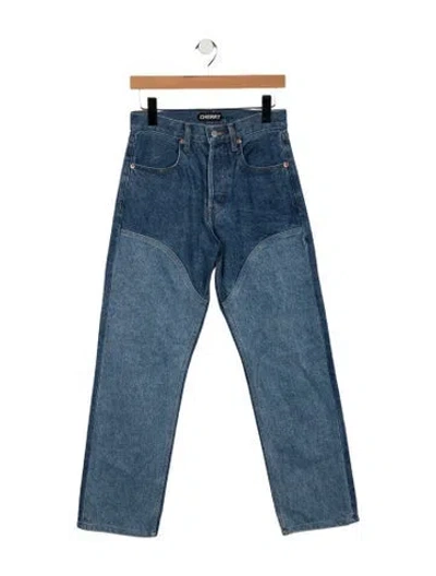 Pre-owned Cherry Los Angeles High-rise Straight Leg Jeans In Blue