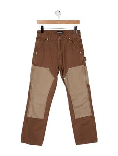 Pre-owned Cherry Los Angeles High-rise Straight Leg Jeans In Brown