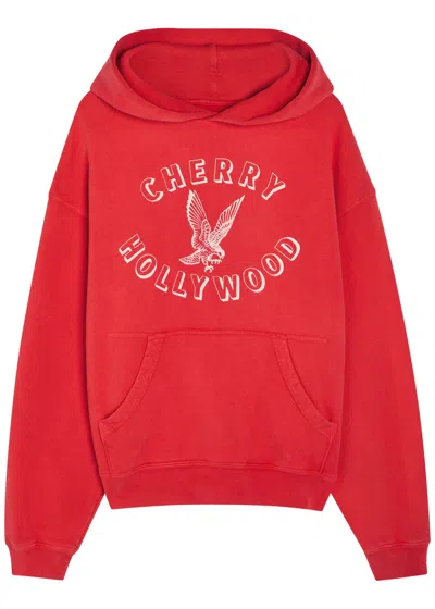 Cherry Los Angeles Hollywood Hooded Cotton Sweatshirt In Red
