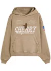 Cherry Los Angeles Hollywood Logo Hooded Cotton Sweatshirt In Brown