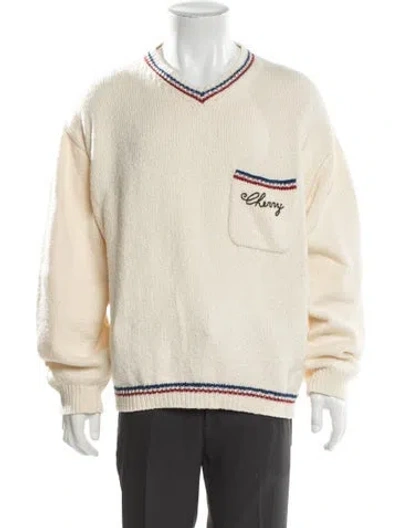 Pre-owned Cherry Los Angeles Lace Pattern V-neck Pullover In Neutral