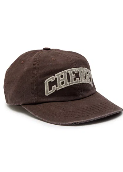 Cherry Los Angeles Logo-embroidered Cotton Cap In Brown