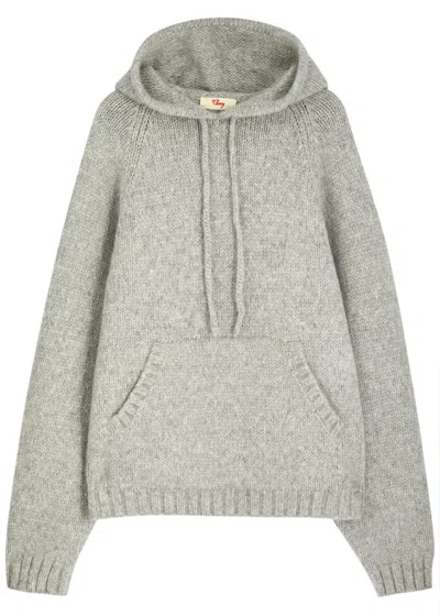 Cherry Los Angeles Logo Hooded Alpaca-blend Jumper In Grey