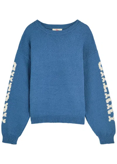 Cherry Los Angeles Logo-intarsia Cotton-knit Jumper In Blue