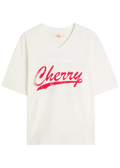 Cherry Los Angeles Logo-print Panelled Cotton T-shirt In White