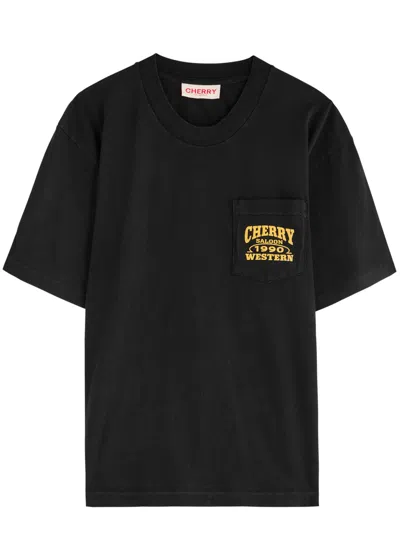 Cherry Los Angeles Logo Printed Cotton T-shirt In Black