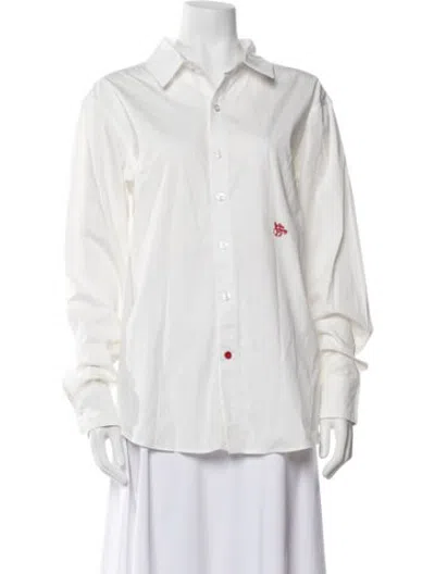 Pre-owned Cherry Los Angeles Long Sleeve Button-up Top In White