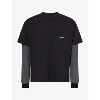 Cherry Los Angeles Mens Layered Graphic-print Cotton T-shirt Vintage Black