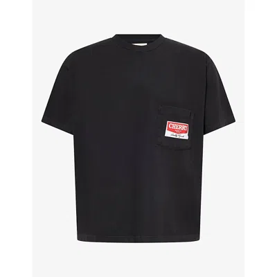 Cherry Los Angeles Mens Railroad Relaxed-fit Cotton T-shirt Black