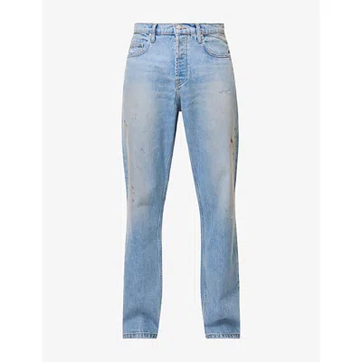 Cherry Los Angeles Mens Relaxed-fit Straight-leg Denim Jeans Bozeman Wash In Blue