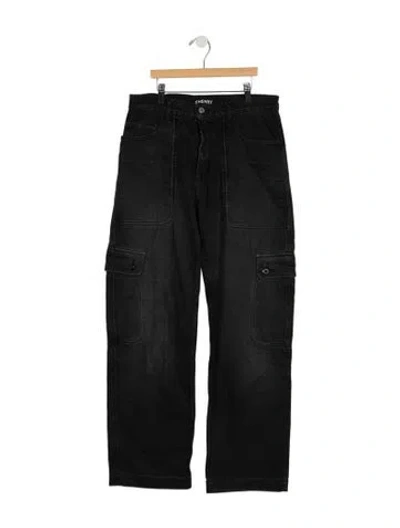 Pre-owned Cherry Los Angeles Mid-rise Wide Leg Jeans In Black