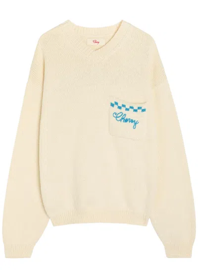 Cherry Los Angeles Motors Embroidered Knit Jumper In Neutral