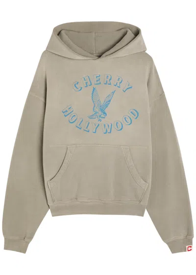Cherry Los Angeles Motors Hooded Cotton Sweatshirt In Gray