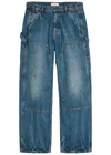 Cherry Los Angeles Paint-effect Washed Wide-leg Jeans In Blue