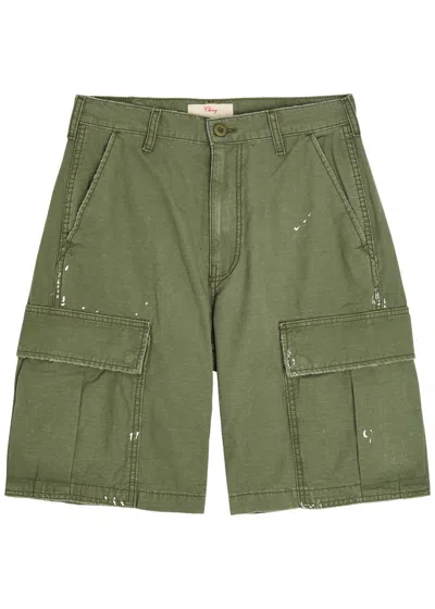 Cherry Los Angeles Camouflage Paint-splattered Cargo Straight-leg Shorts In Green