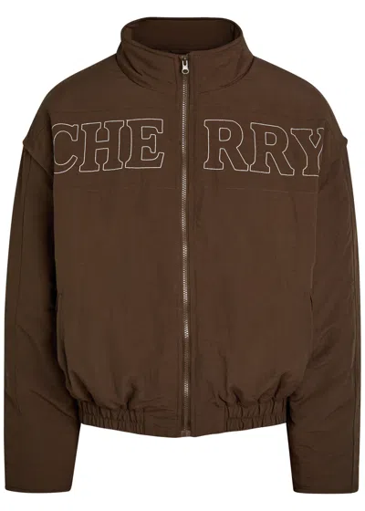 Cherry Los Angeles Pit Crew Logo-embroidered Padded Nylon Jacket In Brown
