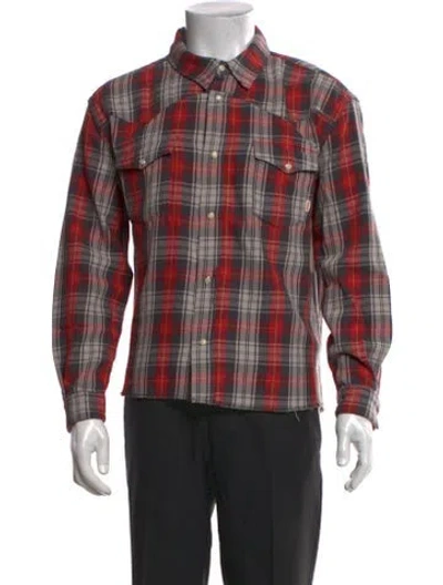 Pre-owned Cherry Los Angeles Plaid Print Long Sleeve Shirt W/ Tags In Red