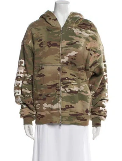 Pre-owned Cherry Los Angeles Printed V-neck Top In Green