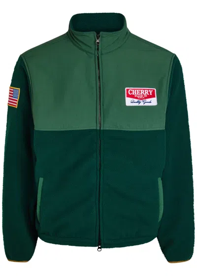 Cherry Los Angeles Racing Appliquéd Panelled Fleece Jacket In Green
