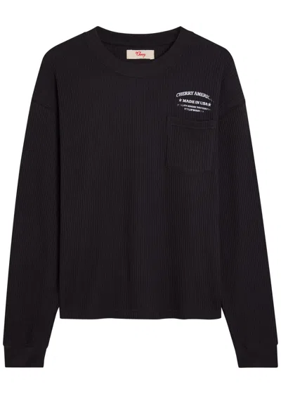 Cherry Los Angeles Ranch Wear Printed Waffle T-shirt In Black