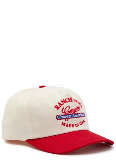 Cherry Los Angeles Ranchwear 5 Panel Embroidered Canvas Cap In Cream