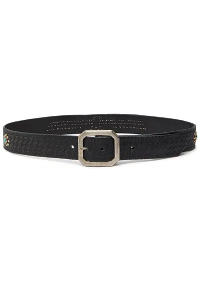Cherry Los Angeles Studded Eagle Leather Belt In Black