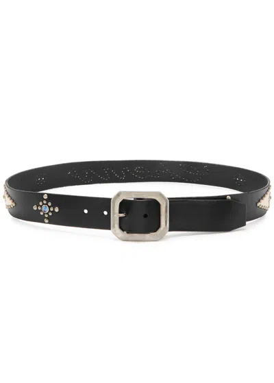 Cherry Los Angeles Studded Leather Belt In Black