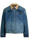 Cherry Los Angeles Sun Faded Corduroy-trimmed Denim Jacket In Blue