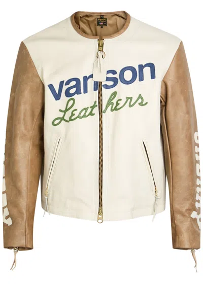 Cherry Los Angeles Vanson Leather Moto Jacket In Neutral