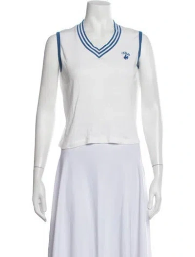 Pre-owned Cherry Los Angeles V-neck Sleeveless Top In Blue