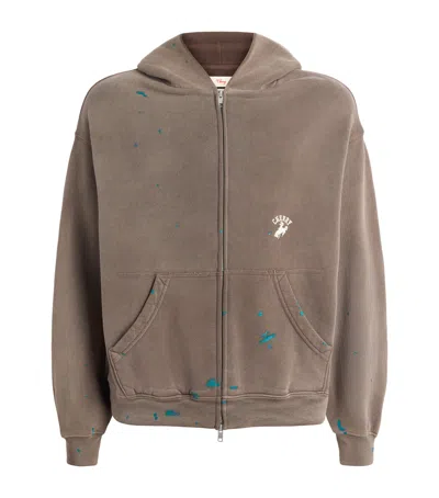 Cherry Los Angeles Western Athletic Zip-up Hoodie In Brown