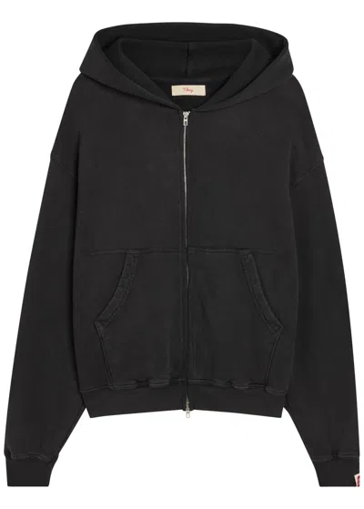Cherry Los Angeles Zip-up Cotton Sweatshirt In Black