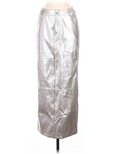 Cherry Mellow Faux Leather Skirt In Silver