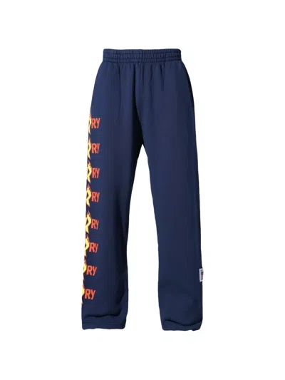 Cherry World Graphic-print Track Pants In Blue