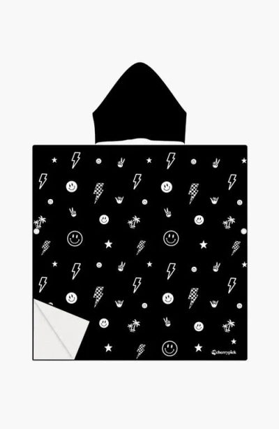 Cherrypick Quick Dry Hooded Beach Poncho Towel In Monochrome Smiley