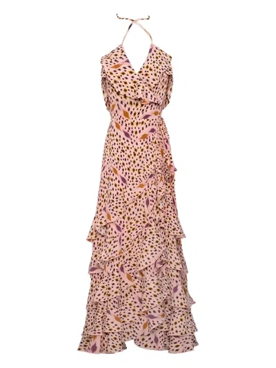 Cherubina Latika Ruffled Tiered Maxi Dress In Pink
