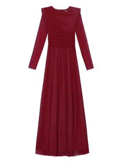 Cherubina Odile Draped Maxi Dress In Red