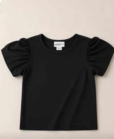 Cheryl Creations Kids' Girl's Bubble Sleeve Shirt In Black
